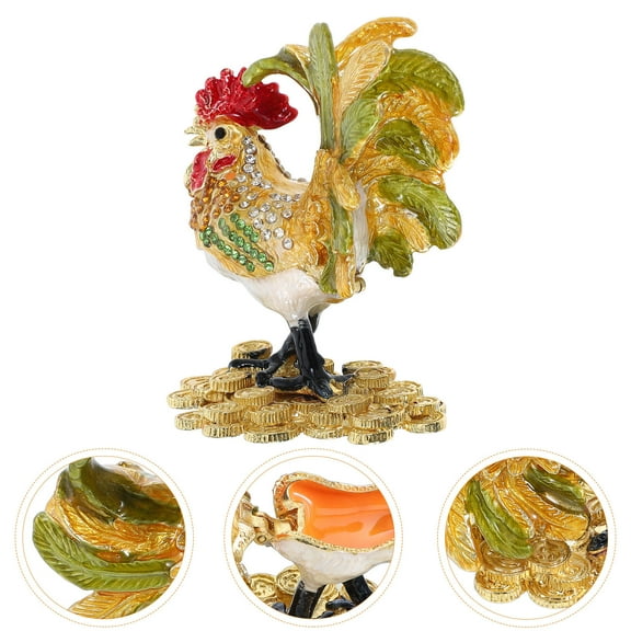 Hemoton Vintage Rooster Keepsake Box Rooster Figurine Jewelry Box Animal Collectible Figurine  Trinket Box for Home Office Table Decor