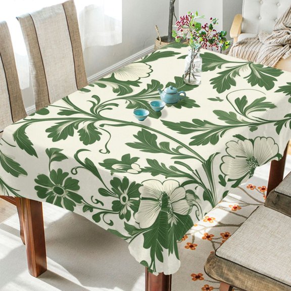 Yayeee Tablecloths for Rectangular Tables 54 x 54 inch Party Table Cover, Green Floral