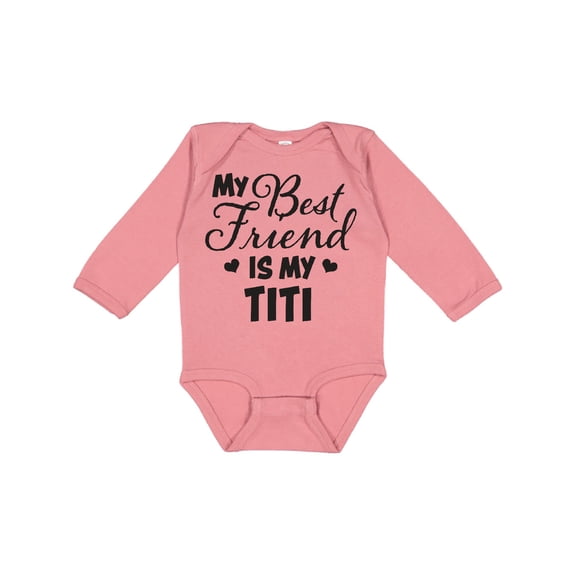Inktastic My Best Friend is My Titi with Hearts Boys or Girls Long Sleeve Baby Bodysuit