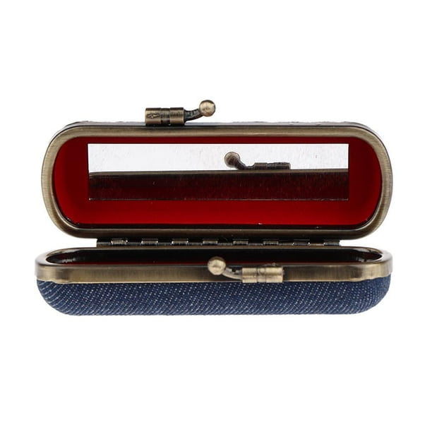 Soporte Para Caja De Lápiz Labial Con Espejo, 1pc Soporte Para Bálsamo Labial Caja De Brillo De Bolsa Organizadora Tamaño Para Azul oscuro Salvador Caja de labios con espejo
