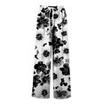 thumbnail image 7 of WTOBBY Women's Floral Print Wide Leg Pants with High Waist Drawstring Loose Casual Design and Side Pockets for Comfortable Summer Wear ,Dark Gray L, 7 of 7