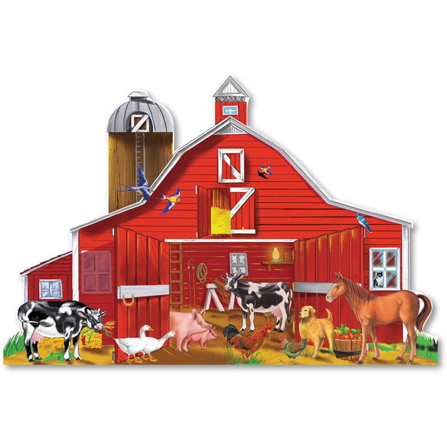 Melissa & Doug Farm Friends Floor Puzzle (EasyClean Surface, Promotes