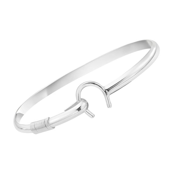Ritastephens Good Luck Horseshoe Bangle Cuff Bracelet 7.5" Sterling Silver 925