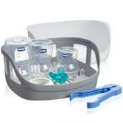 Chicco Microwave Steam Sterilizer for Baby Bottles, Nipples, Pacifiers, and Other Feeding Items - White, New