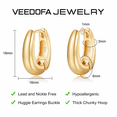 thumbnail image 3 of VEEDOFA Small Chunky Gold Hoop Earrings for Women, Gold Plated Lightweight Huggie Hoops, 3 of 6