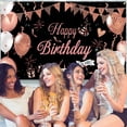 thumbnail image 3 of Estandarte de decoración de feliz cumpleaños, letrero grande de estandarte de feliz cumpleaños en negro y oro rosa, telón de fondo de feliz cumpleaños, 3 of 5