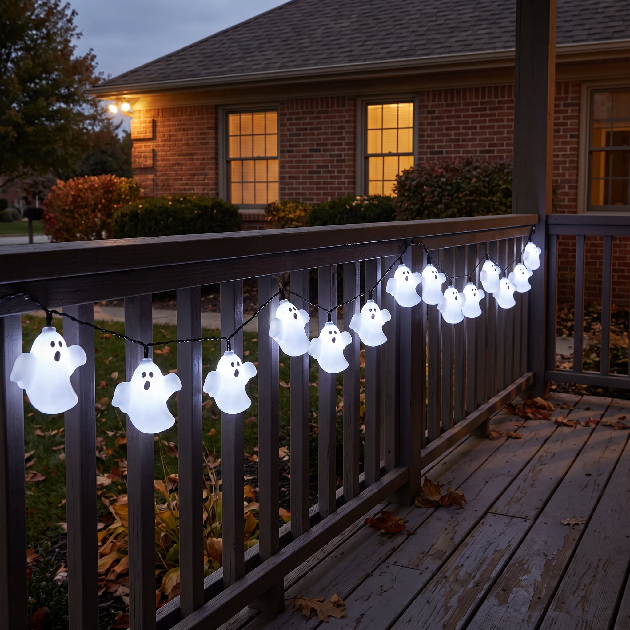 Indoor 10-Count Battery-Operated LED Ghost String Lights, Cool White, 4.5', Halloween by Way To Celebrate