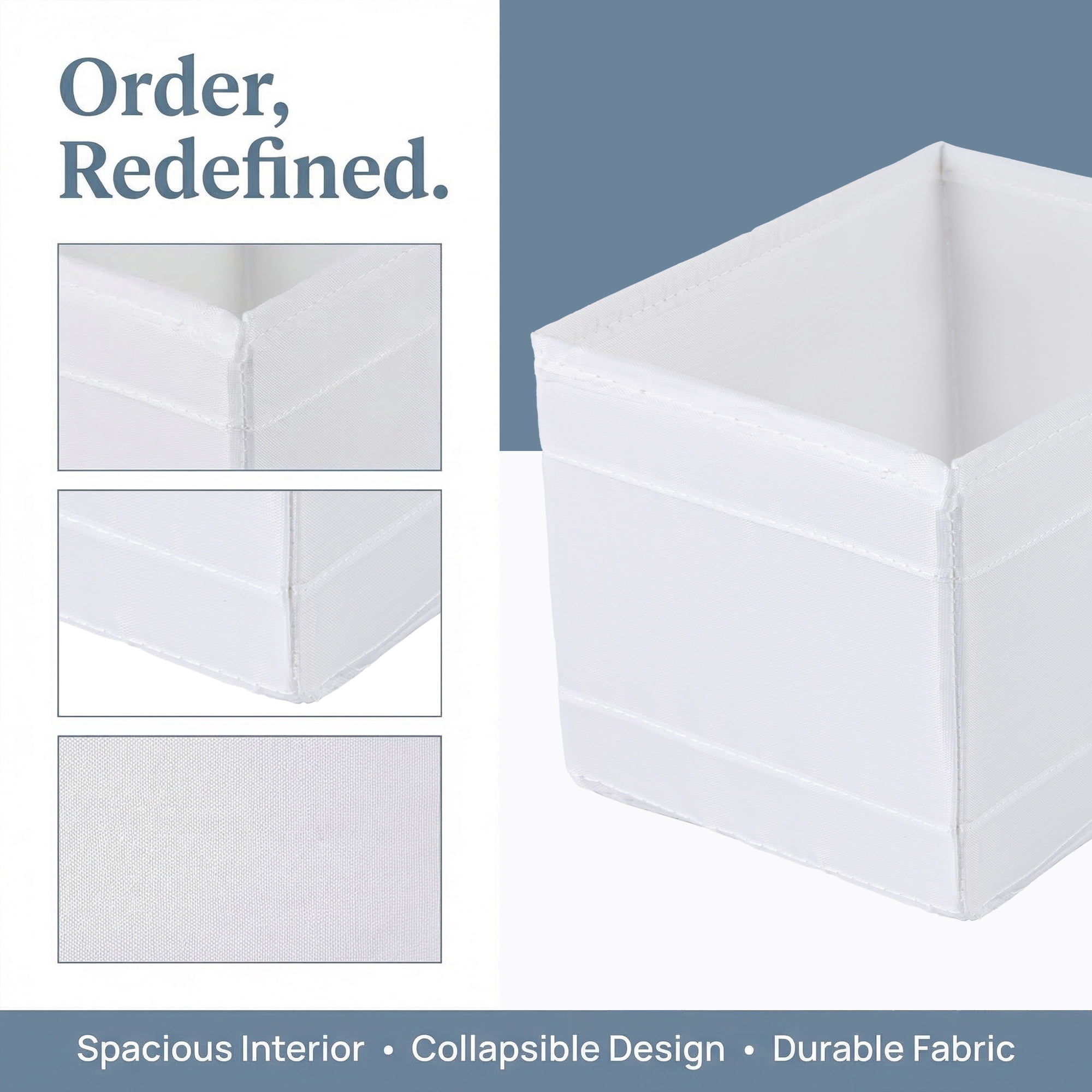 Unique Bargains 1pc Fabric Storage Bin for Shelves Closet White 5.5*5.5*5.1in