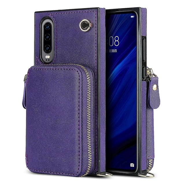 Funda tipo cartera para Huawei P30 con tarjetero y correa para el hombro para mujer