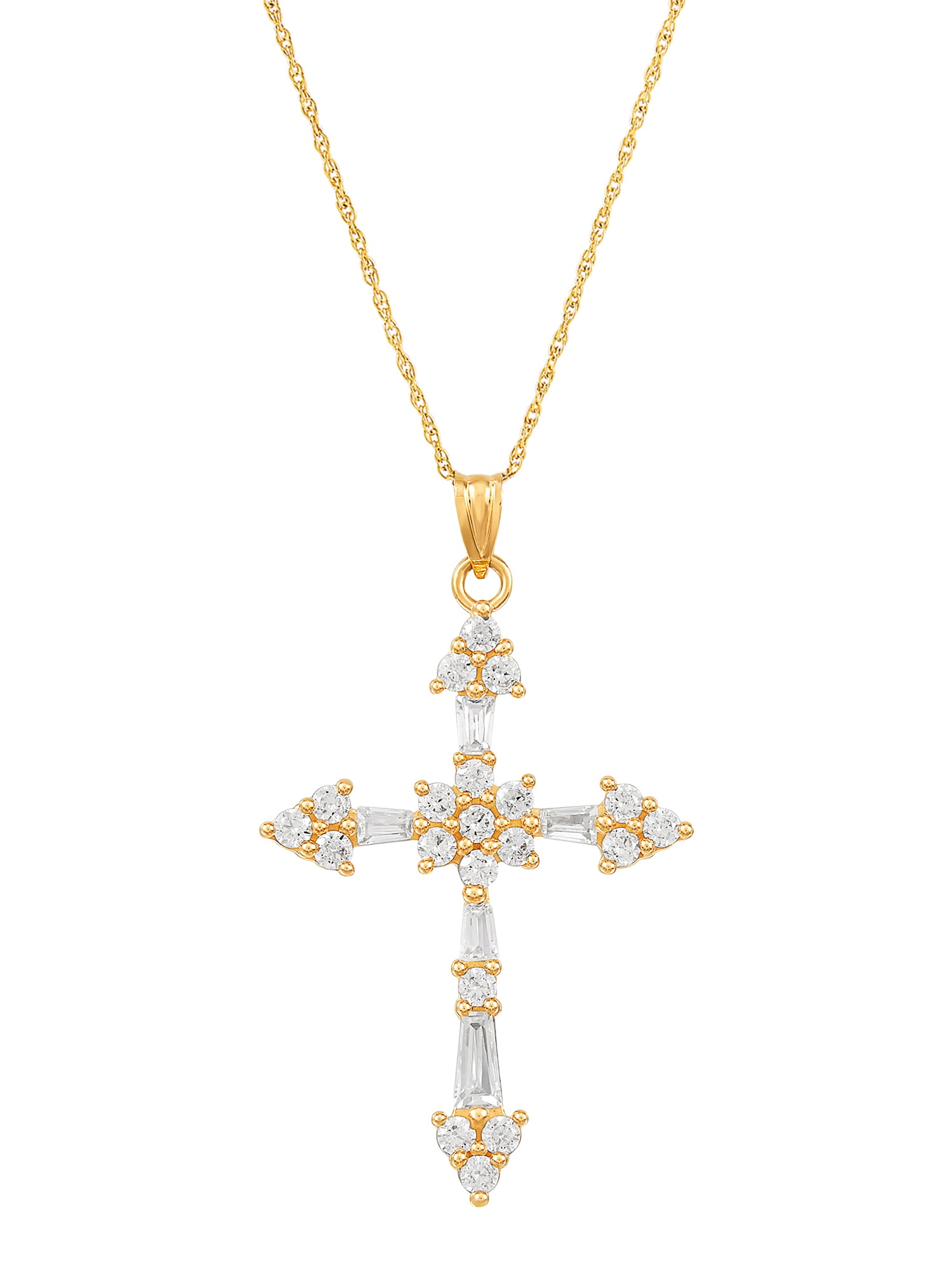 Ross-Simons 0.25 ct. t.w. Diamond Cross Pendant Necklace in 14kt Yellow Gold