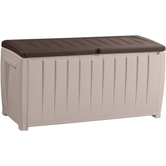 Keter 243397 Weatherproof Novel Large 90 Gallon Pool Storage Deck Box, Brown