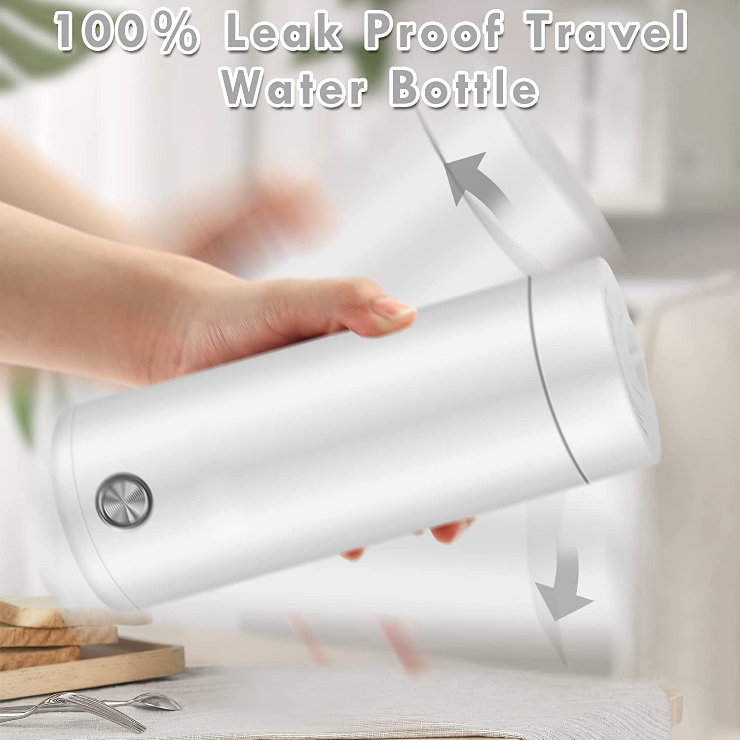 Portable Electric Kettle, 400ml Travel Tea Kettle with Non-stick Coating,Double Wall Water Boiler Bottle,Insulated Coffee Thermos Mug, Fast Boil and Auto Shut Off Hot Water Heater (White) - image 3 of 8