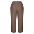 thumbnail image 3 of WIZUTIZ Womens Capri Pants Lightweight Leisure Loose Wide Leg Slacks Pants Stretch Elastic Mid Rise Cropped pants Solid Cut Off with Pockets Cropped pants for Teen Girls Pull On Work Multi-Color, 3 of 4