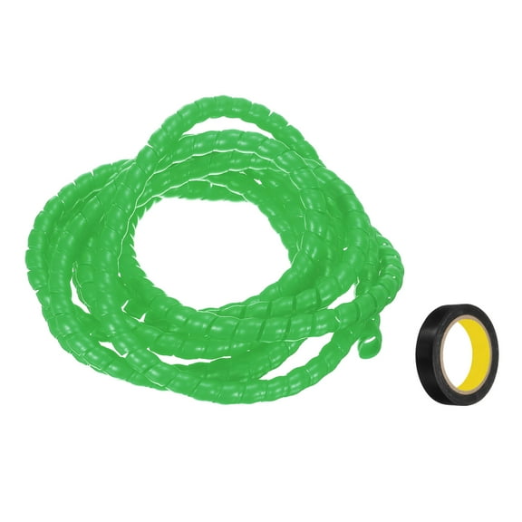 Spiral Cable Wrap 9.8ft 8mm Cable Management Sleeve PP Insulation Cord Organizer Computer Wire Green with Tape