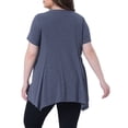 thumbnail image 3 of Tops de túnica de mujer plus size Agnes Orinda, camiseta de punto de verano con cuello redondo, suelta y fluida, de manga corta, blusa casual 2X azul real, 3 of 6