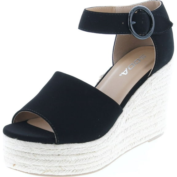 SODA Fabia Women's Open Toe Anke Strap Espadrille Wedge Sandal