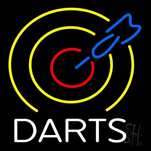 Dart Board LED Neon Sign 24 x 24 - inches, Clear Edge Cut Acrylic Backing, with Dimmer - Bright and Premium built indoor LED Neon Sign for Bar decor.