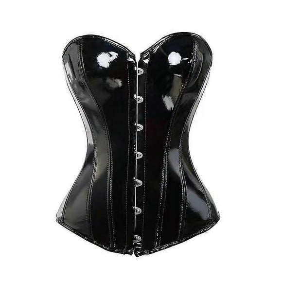 Black Overbust Steampunk PU Leather Corset Top For Women Gothic Clothing Vintage Sexy Bustiers & Espartilhos Burlesque Costumes
