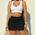 thumbnail image 4 of Womens Cargo Skirt  Casual Summer High Waisted Bodycon Pencil Ruched Mini Skirts Side Drawstring And Pockets, 4 of 4
