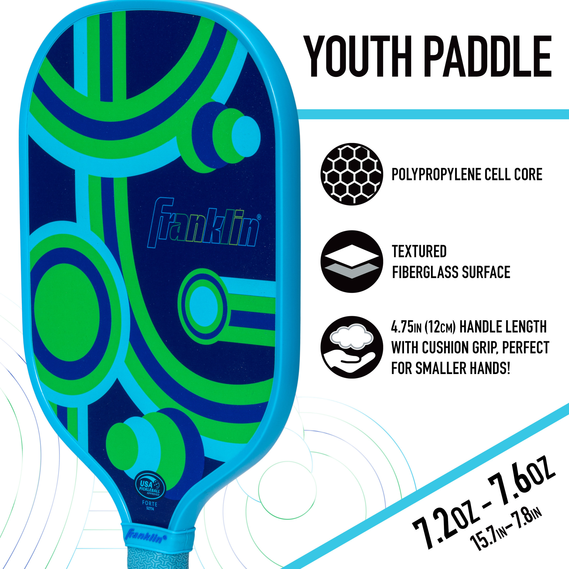 Franklin Sports Junior Pickleball Paddle, Forte Blue photo 6
