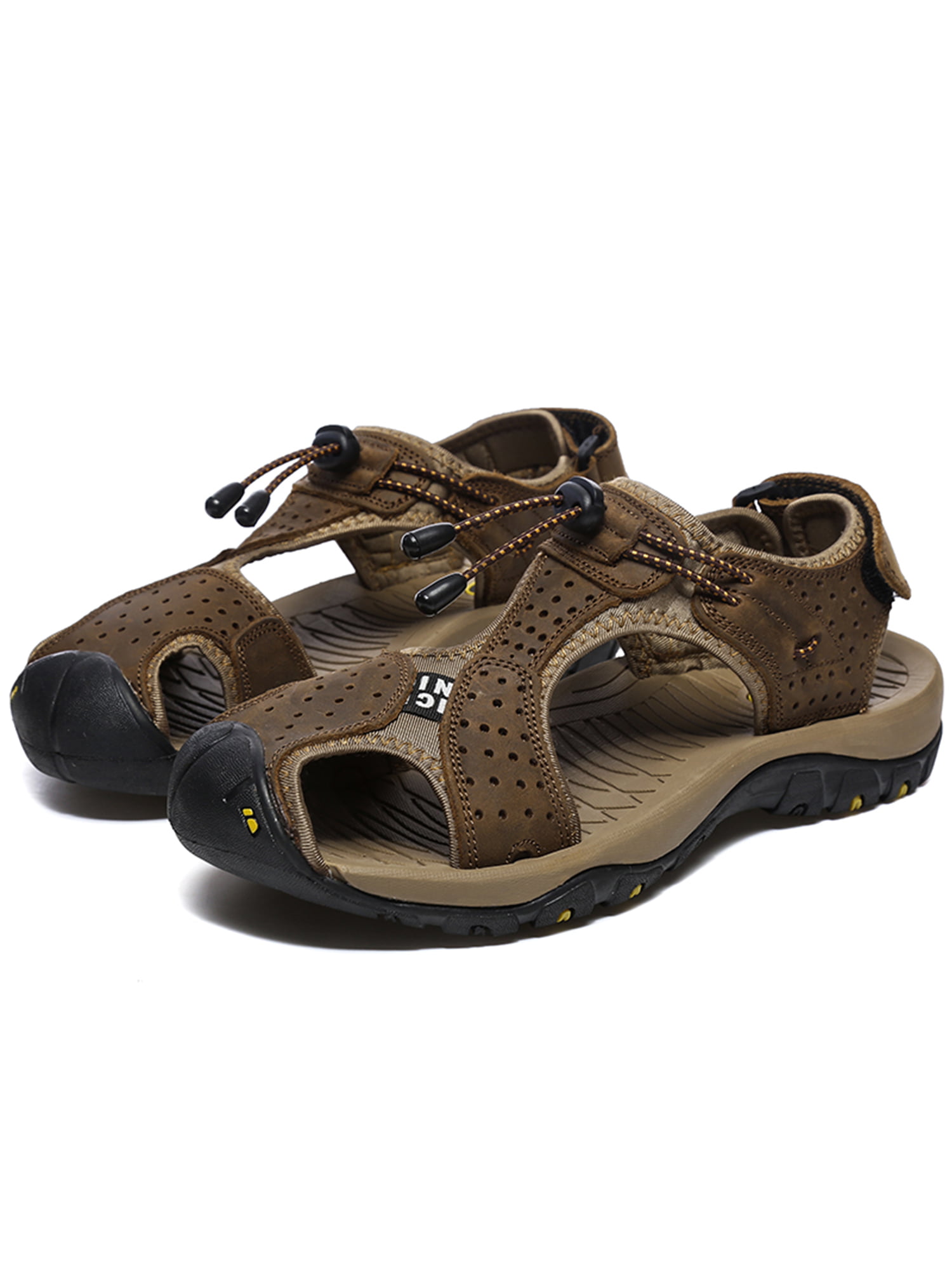 Mens Closed Toe Hiking Sandals Leather 