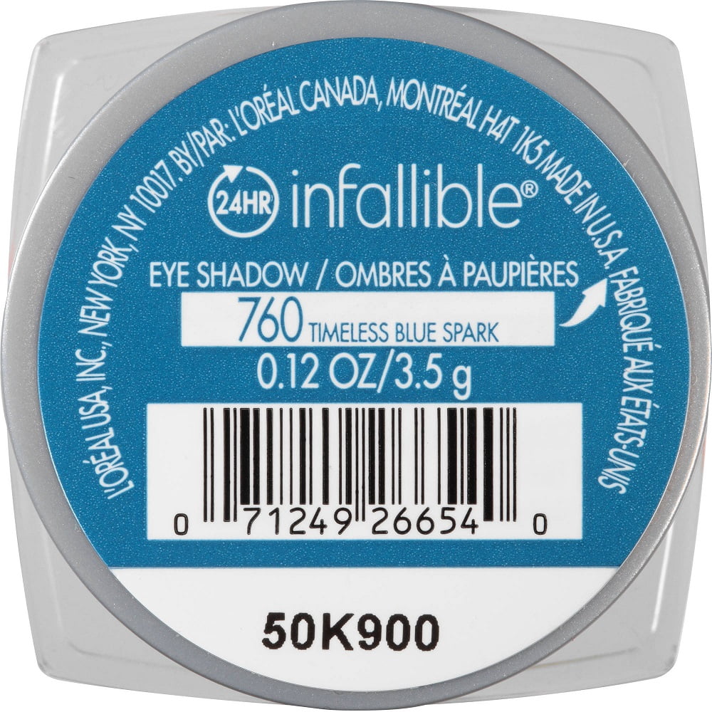(2 pack) L'Oreal Paris Infallible 24 Hour Waterproof Eye Shadow, Timeless Blue Spark, 0.12 oz.