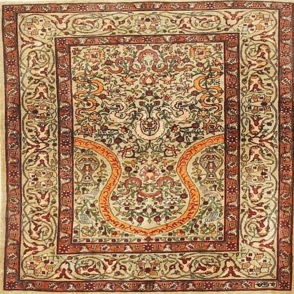 Ahgly Company Machine Washable Indoor Square Traditional Mahogany Brown Area Rugs, 9' Square