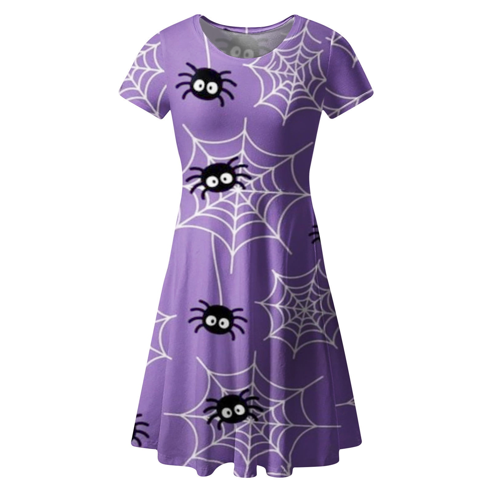 Halloween Dresses for Women Pumpkin Skulls Bats Print Short Sleeve ...