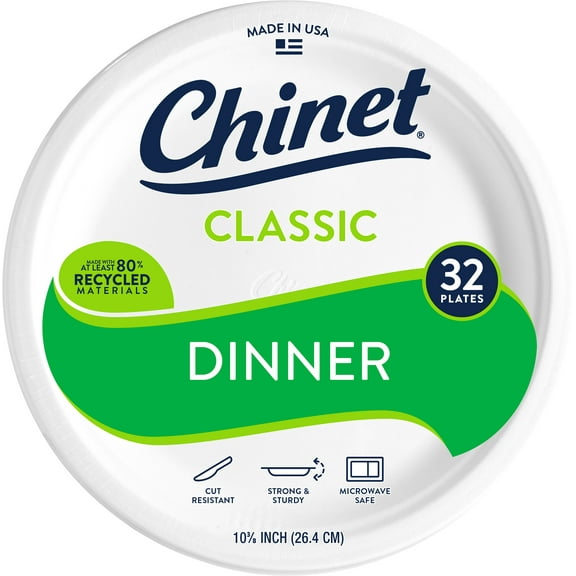 Chinet Dinner Plate 10", 32 ct