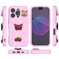 thumbnail image 3 of Compatible with iPhone 16 Pro Kids Boys Girls Skin Friendly Case, Cute 3D Bowknot Butterfly Floral Bee Cartoon Design Soft Silicone Shockproof Protective Drop-resistance Stylish Cover, Pink, 3 of 6
