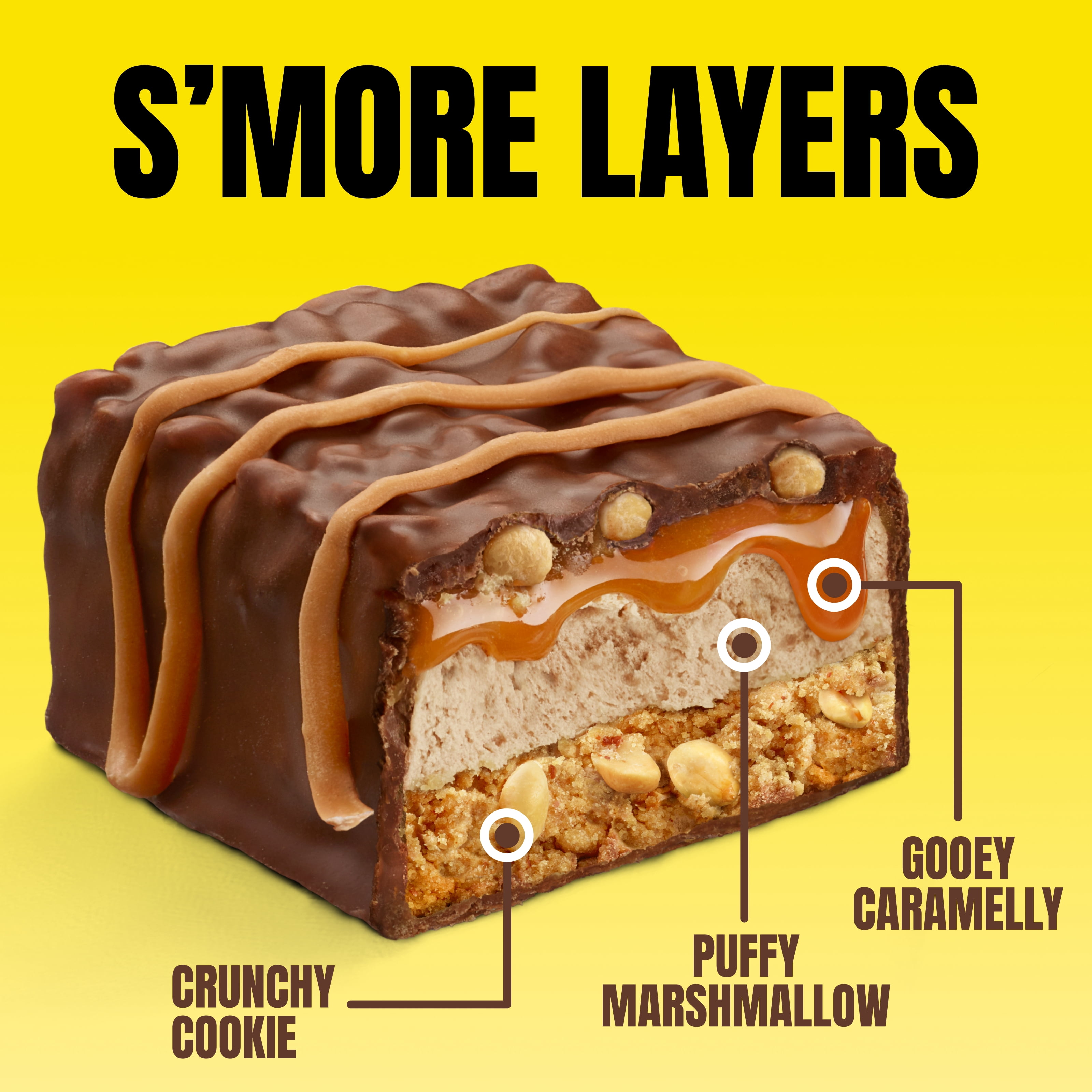 FITCRUNCH Puff n' Crunchy, Peanut Caramel Smores, 18g Protein, 4 Count