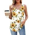 thumbnail image 2 of UPPADA Camisoles d'Été pour Femmes à Imprimé Floral, Col Ras du Cou, Sans Manches, Chemises Décontractées à Ourlet Fluide, Jolis T-Shirts, Chemises Coupe Ample, Hauts Confortables Multicolores, 3TG, 2 of 7