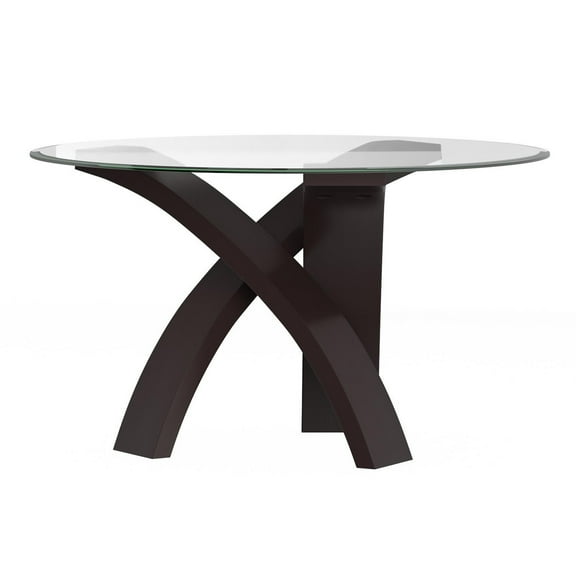 Furniture of America Evans Glass Top Round Dining Table, Black