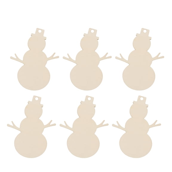 HEANUJJ 50pcs Unfinished Wooden Snowman Christmas Ornaments Beige Craft Decorations for Holiday Tree and Home Decor