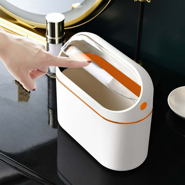 Dvkptbk bathroom trash can Mini Trash Can with Lid Small Desk Countertop Mini Garbage Cans Waste Basket Removable Small Garbage Can Up Counter Garbage Lint Bin for Bathroom