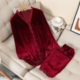 thumbnail image 1 of Pijama de terciopelo dorado para mujer, otoño e invierno, pantalones de manga larga, cárdigan de dos piezas, ropa para el hogar, se puede usar al aire libre, traje, 1 of 6