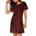 thumbnail image 2 of Goofa Spiders On A Web Print Women’s Cotton Nightdress – Short-Sleeved Sleep Dress, Casual Loose-Fit Lounge Wear, Comfortable and Stylish Sleepwear for Women, 2 of 6
