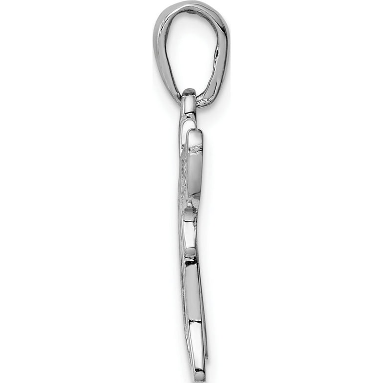 14K White Gold Mesh Chai Pendant (27 X 20) Made In United