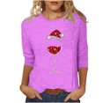 thumbnail image 2 of Wycnly Christmas Shirts Clearance Winter Tee Tops for Women Womens Christmas Shirts Merry Xmas Round Neck Lightweight Ladies Pullover Blouses Casual Snowflake Print Tee Tops Fall 3/4 Sleeve Tops, 2 of 5