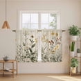 thumbnail image 3 of Botanical Tier Curtains, Retro Plant Wildflower Green Leaf Ferns Light Filtering Kitchen Curtains, 2Pcs Rod Pocket Half Window Treatments Panels for Sink Cafe Cabinet Basement 27.5x45 Inches, 3 of 9