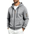 thumbnail image 2 of FENGYOU Mens Heavyweight Fleece Lined Zip Up Hoodie Loose Fit Hooded Sweatshirt Multi Pocket Casual Jacket Outerwear Light Gray 3XL, 2 of 7