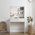 thumbnail image 3 of Vanity Desk with Mirror,Dressing Table with 2 Drawers,White Color,Antique White Particle Board Furniture Bedroom Makeup Vanities, 3 of 12