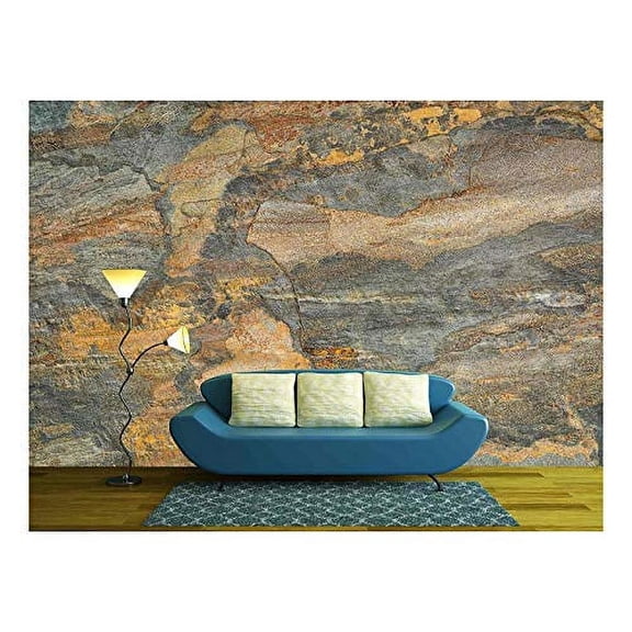 wall26 - Flat, Multi Color Foliated Slate Rock with Abstract Like Landscape Pattern - Removable Wall Mural | Self-Adhesive Large Wallpaper - 66x96 inches