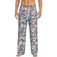 thumbnail image 2 of Picia Flamingo And Zebra Mens Soft Woven Cotton Elastic Waistband Sleep Pajama Pant Lounge Sleep Pant With Pockets And Drawstring-Medium, 2 of 9