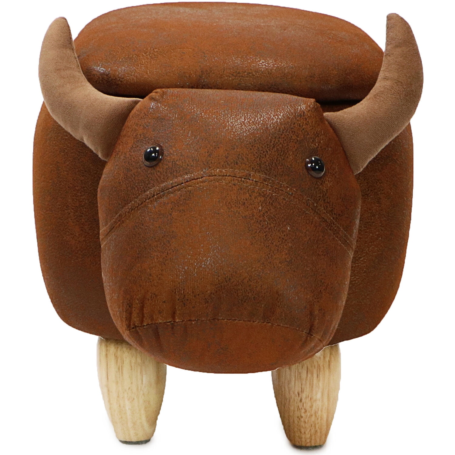 Critter Sitters 15-In. Seat Height Brown Cow Animal Shape Storage Ottoman - Furniture for Nursery, Bedroom, Playroom, and Living Room Decor