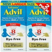 Infants' Advil® Concentrated Drops Fever Reducer/Pain Reliever, 50mg Ibuprofen (White Grape Flavor, 1 oz) (Pack of 2)