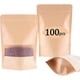 thumbnail image 1 of 100 Pcs Kraft Bags with Stand Up and Zipper in Clear Plastic, 1 of 5