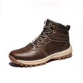 thumbnail image 4 of Botas de nieve gruesas, botas Martin cálidas, zapatos para exteriores para hombre que combinan con todo, cuero forrado con vellón, 4 of 5