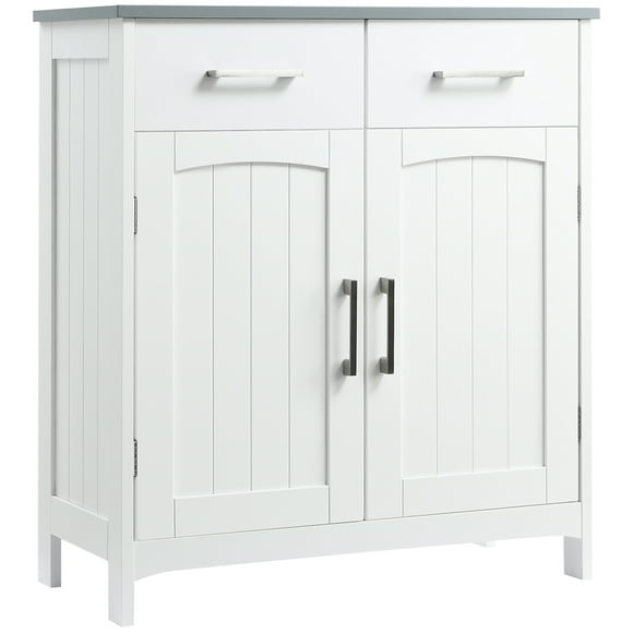 kleankin Freestanding Bathroom Cabinet with 2 Drawers Adjustable Shelf