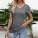 thumbnail image 3 of Fiudx Camisas para Mujer Camiseta de Manga Corta con Botones de Color Sólido con Cuello En V a La Moda de Verano para Mujer, 3 of 6